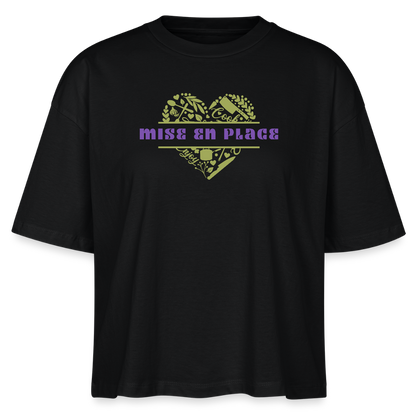 FINE MAFI Frauen Boxy Bio-T-Shirt Mise En Place Heart - Schwarz