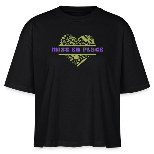 FINE MAFI Frauen Boxy Bio-T-Shirt Mise En Place Heart - Schwarz