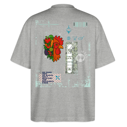 FINE.MAFI Oversized Unisex Bio T-Shirt Chicken - Grau meliert