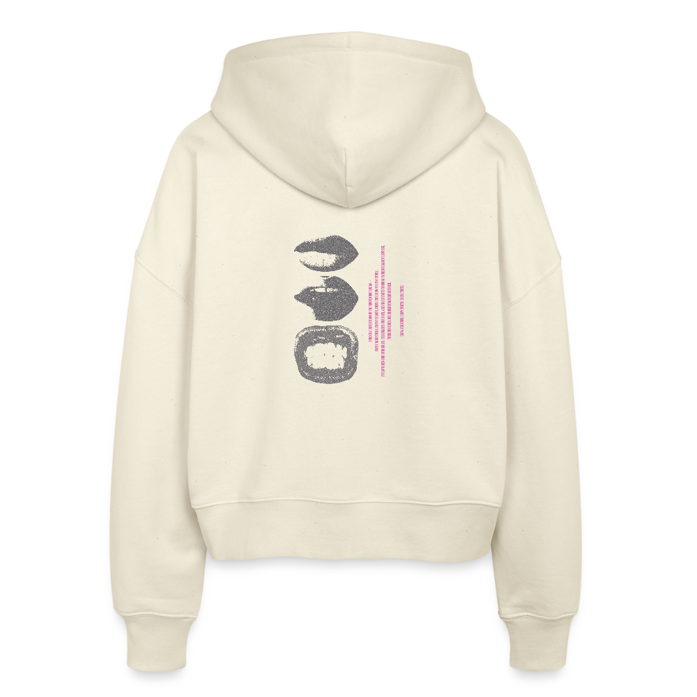 Boxy Frauen Bio Zip Hoodie Tasty - Weißgrau