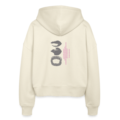 Boxy Frauen Bio Zip Hoodie Tasty - Weißgrau