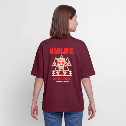 Vanlife Unisex Premium Oversized Bio T-Shirt Coffee - Burgunderrot
