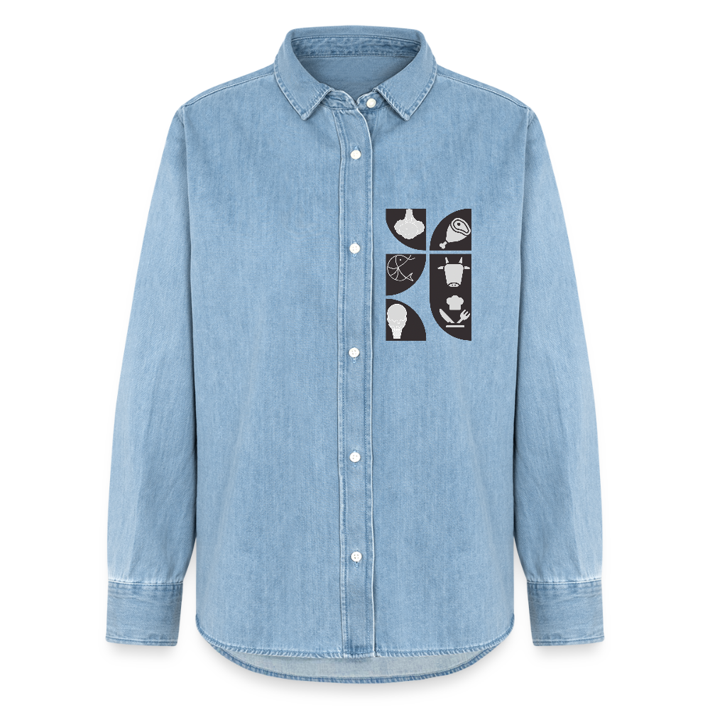 Food Couture Frauen Jeanshemd - verwaschenes Hellblau