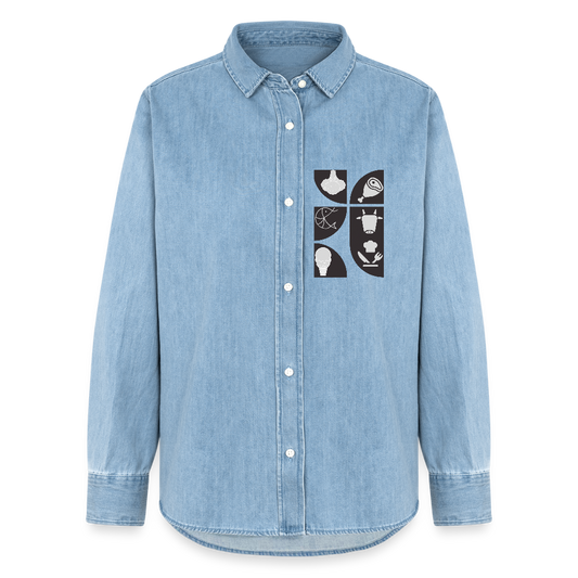 Food Couture Frauen Jeanshemd - verwaschenes Hellblau