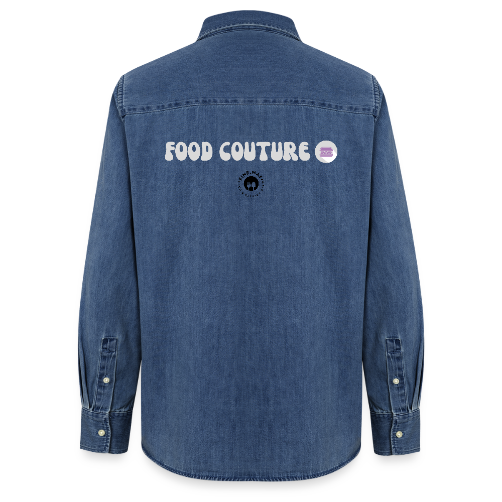 Food Couture Frauen Jeanshemd - verwaschenes Mittelblau 