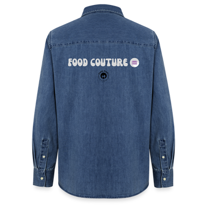Food Couture Frauen Jeanshemd - verwaschenes Mittelblau 