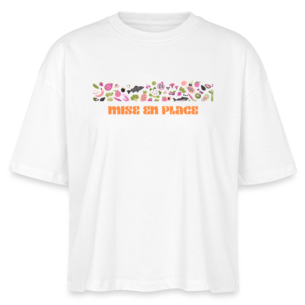 FINE MAFI Frauen Boxy Bio-T-Shirt Mise En Place Bunt - Weiß