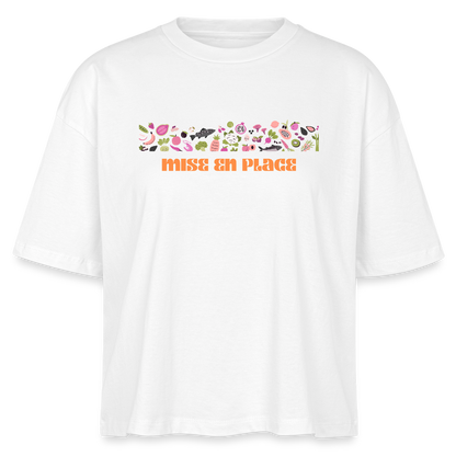FINE MAFI Frauen Boxy Bio-T-Shirt Mise En Place Bunt - Weiß