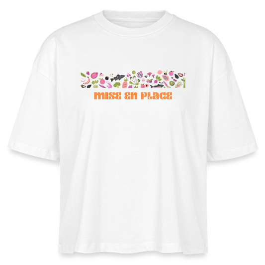 FINE MAFI Frauen Boxy Bio-T-Shirt Mise En Place Bunt - Weiß
