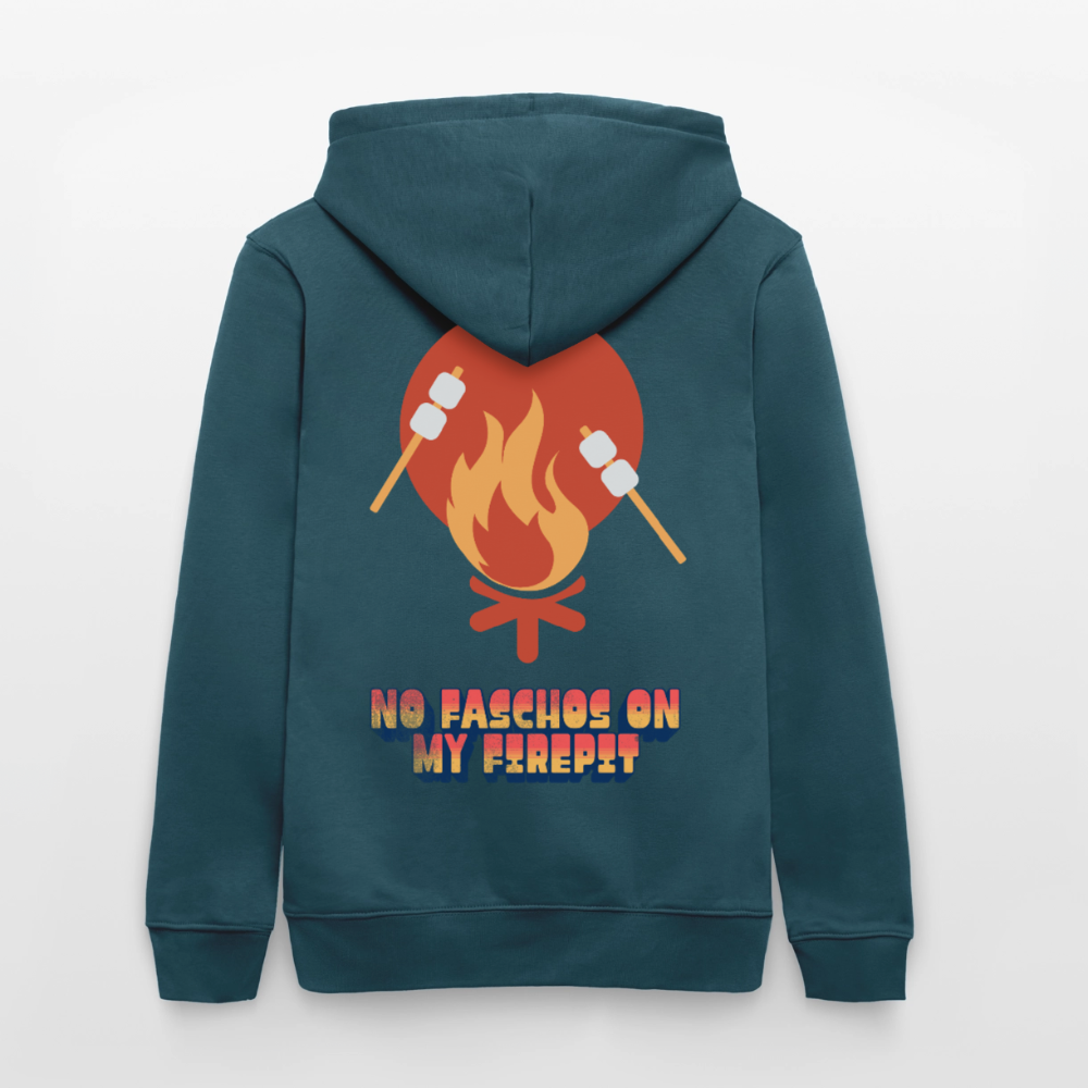 Vanlife Unisex Bio-Hoodie Firepit - Dunkles Petrol