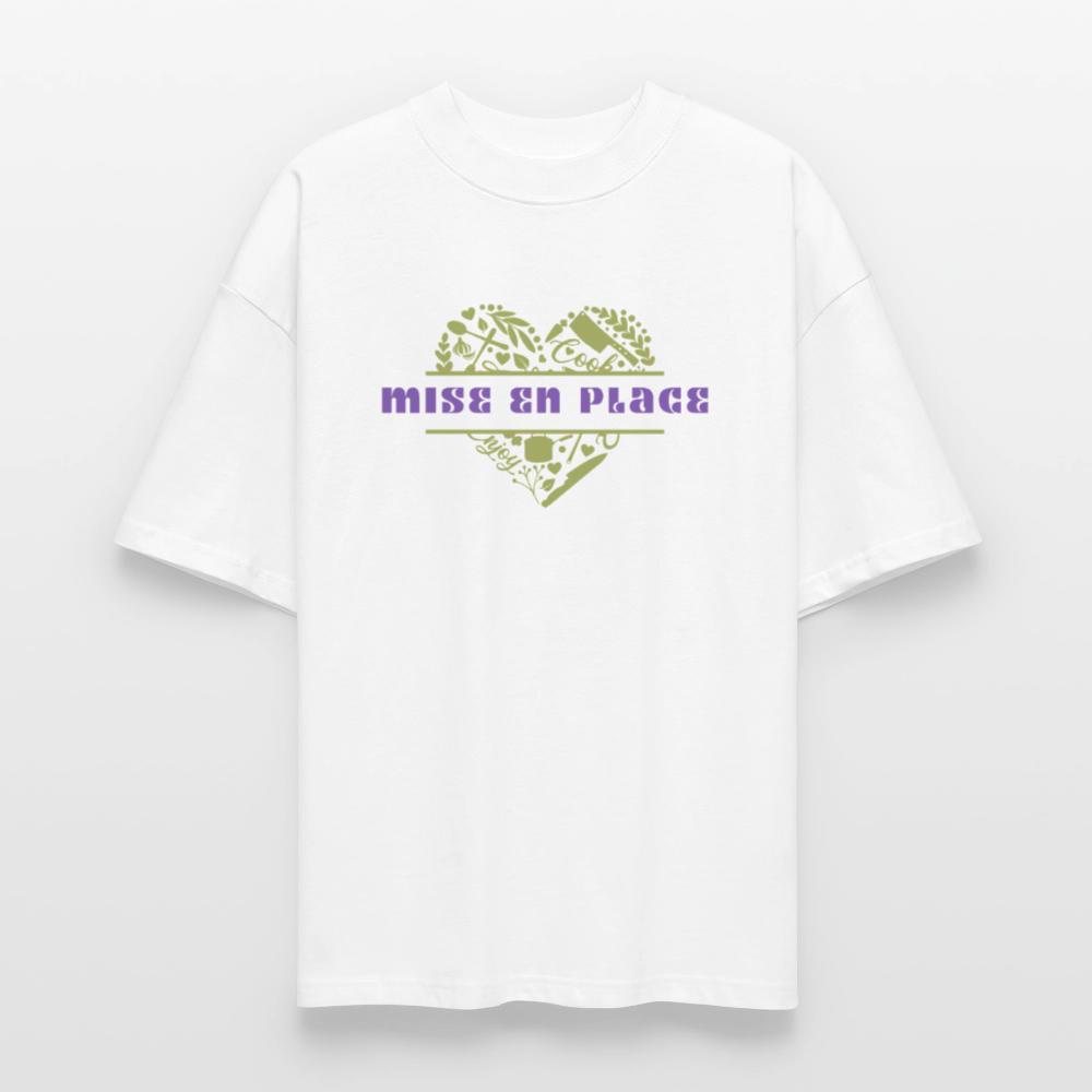 FINE MAFI Oversized Unisex Bio T-Shirt Mise En Place Heart - Weiß