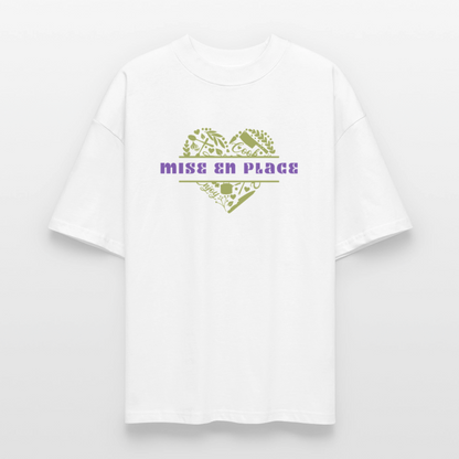 FINE MAFI Oversized Unisex Bio T-Shirt Mise En Place Heart - Weiß