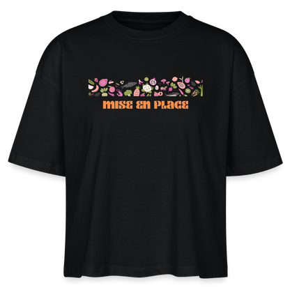 FINE MAFI Frauen Boxy Bio-T-Shirt Mise En Place Bunt - Schwarz