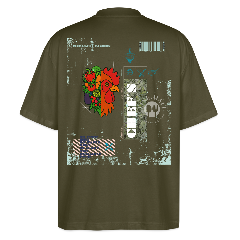 FINE.MAFI Oversized Unisex Bio T-Shirt Chicken - Khaki