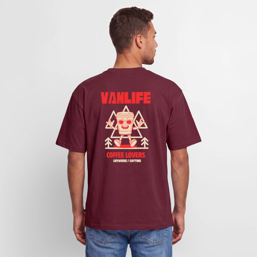 Vanlife Unisex Premium Oversized Bio T-Shirt Coffee - Burgunderrot