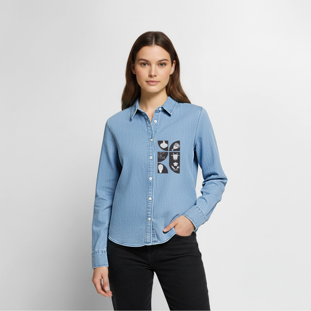 Food Couture Frauen Jeanshemd - verwaschenes Hellblau