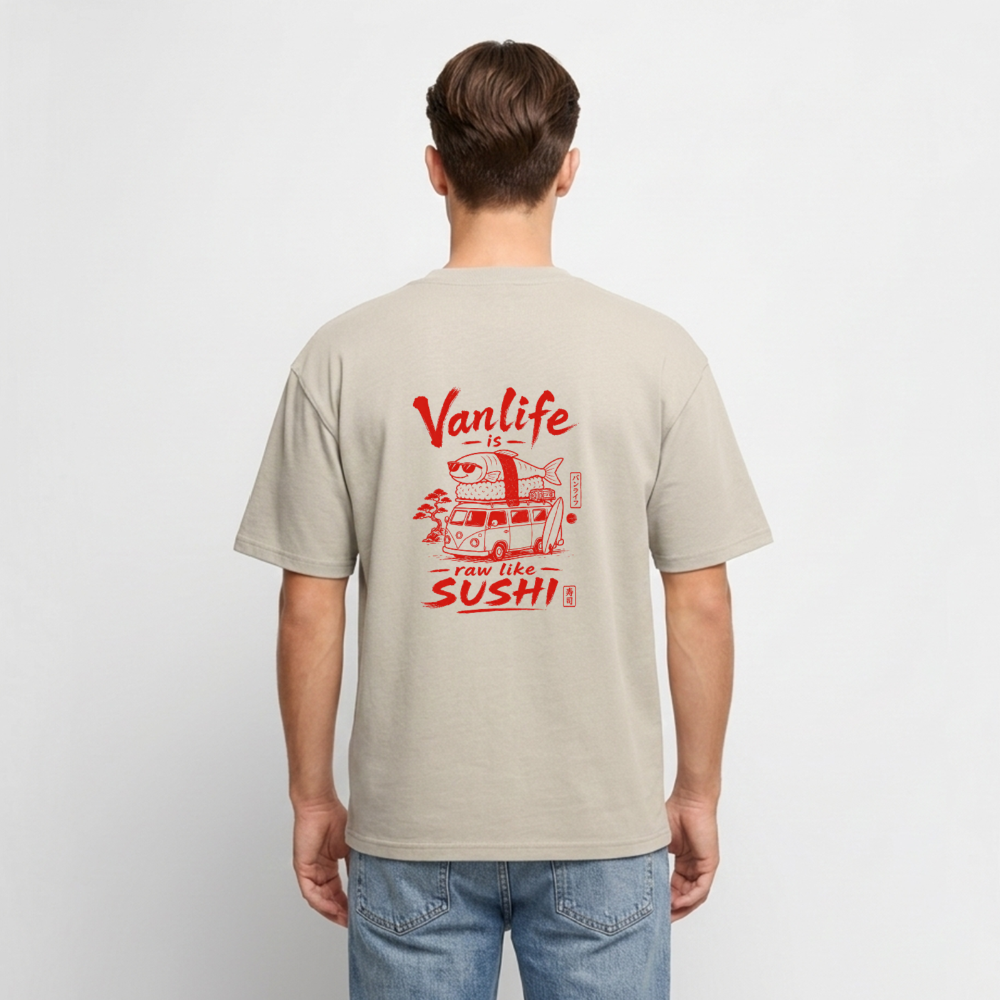 Vanlife Unisex Premium Oversized Bio T-Shirt Sushi - Beige