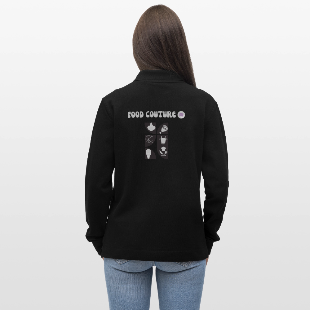 Food Couture Unisex Bio-Langarm-Poloshirt - Schwarz