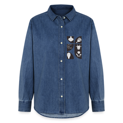Food Couture Frauen Jeanshemd - verwaschenes Mittelblau 