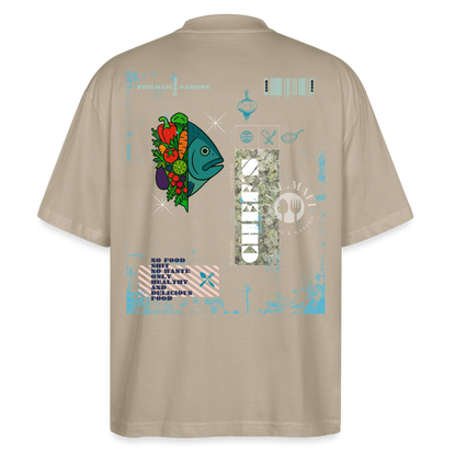 FINE.MAFI Oversized Unisex Bio T-Shirt Both Sides Fish - Steingrau