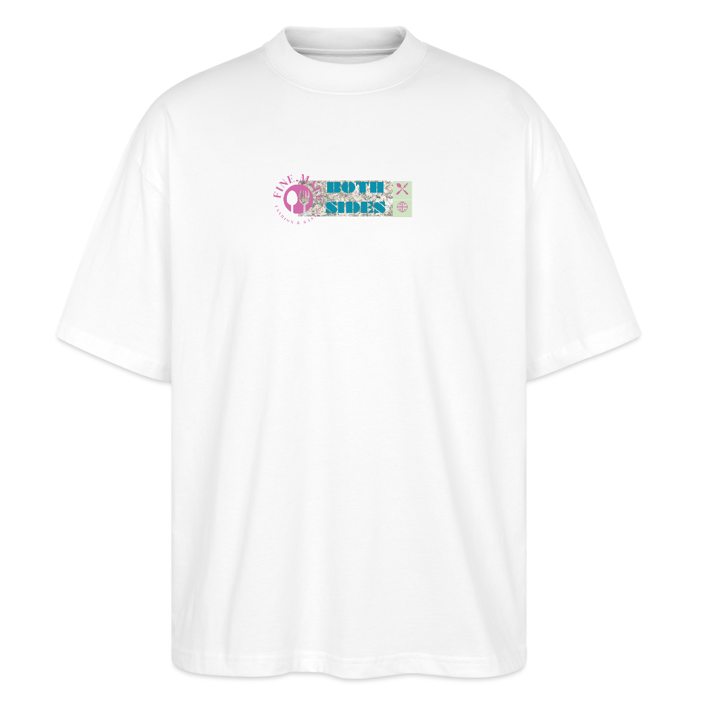 FINE.MAFI Oversized Unisex Bio T-Shirt Both Sides Fish - Weiß