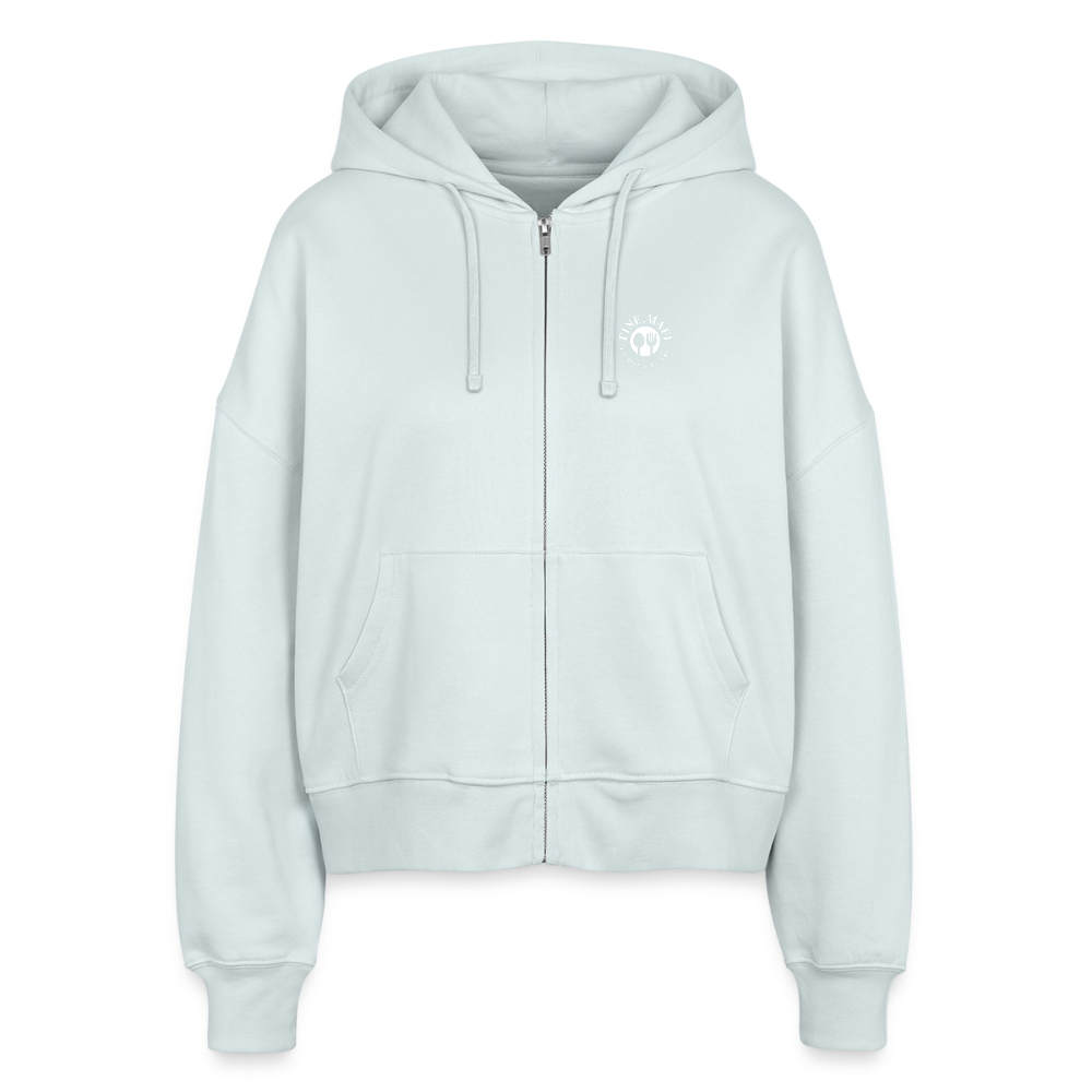 Food Couture Boxy Frauen Bio Zip Hoodie - Eisblau