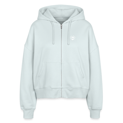 Food Couture Boxy Frauen Bio Zip Hoodie - Eisblau