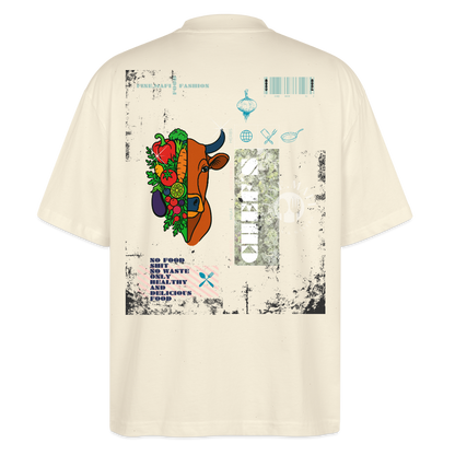 FINE.MAFI Oversized Unisex Bio T-Shirt Both Sides Cow - Weißgrau