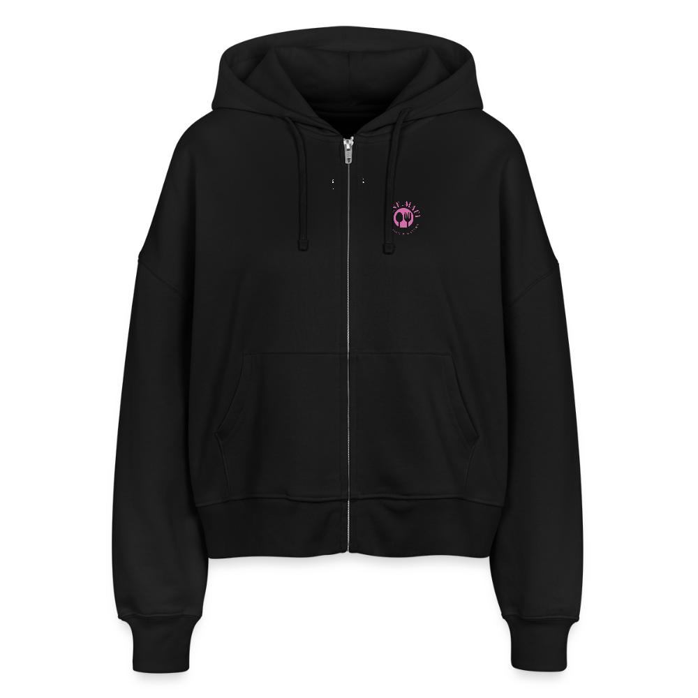 Boxy Frauen Bio Zip Hoodie Tasty - Schwarz