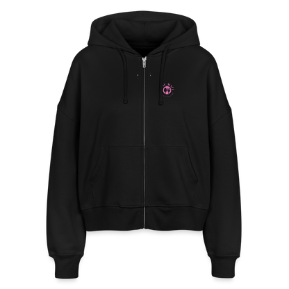 Boxy Frauen Bio Zip Hoodie Tasty - Schwarz