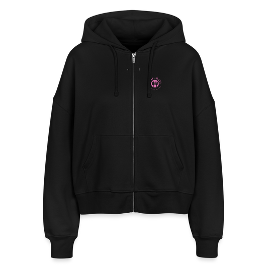 Boxy Frauen Bio Zip Hoodie Tasty - Schwarz