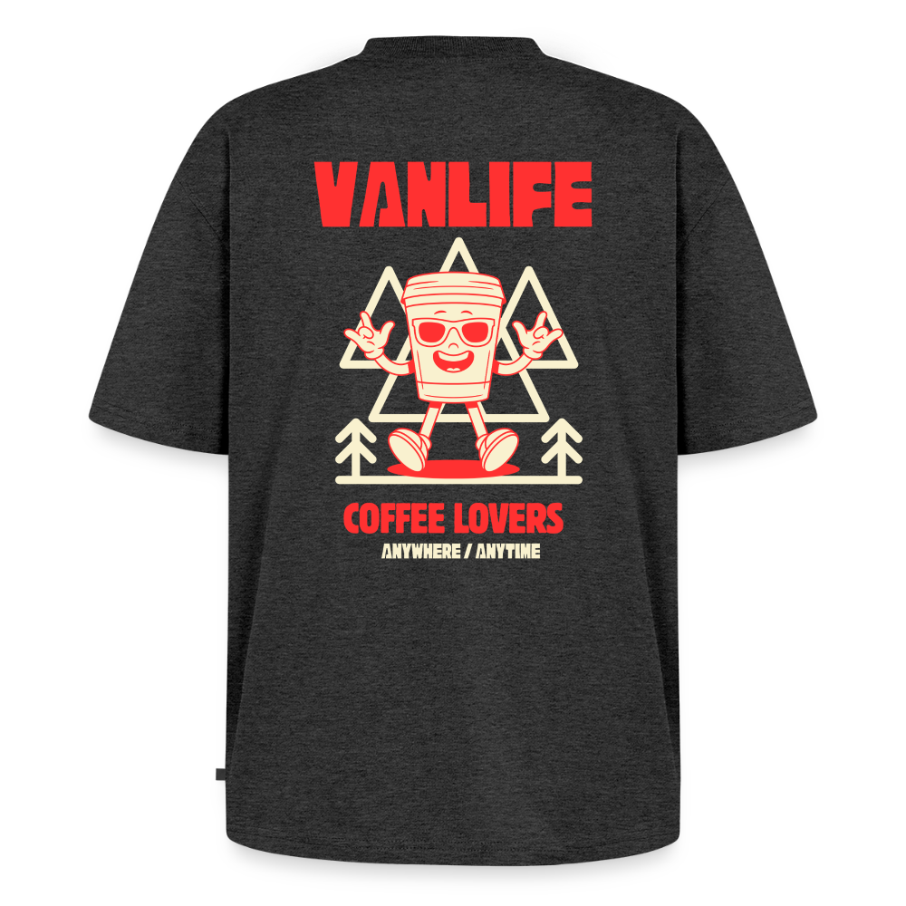 Vanlife Unisex Premium Oversized Bio T-Shirt Coffee - Anthrazit meliert