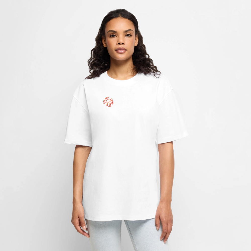 Vanlife Unisex Premium Oversized Bio T-Shirt Firepit - Weiß