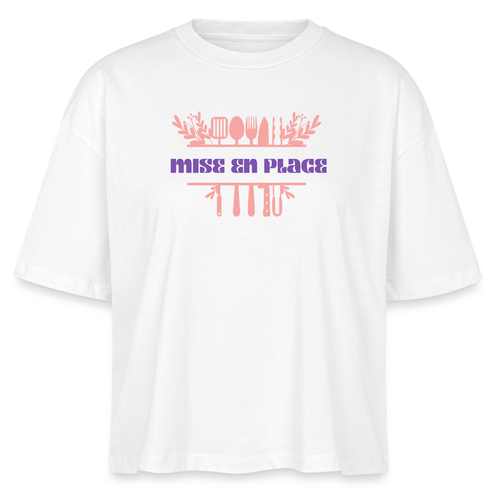 FINE MAFI Frauen Boxy Bio-T-Shirt Mise En Place Kitchen Tools - Weiß
