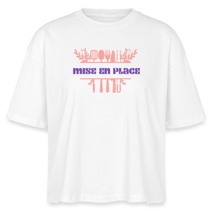 FINE MAFI Frauen Boxy Bio-T-Shirt Mise En Place Kitchen Tools - Weiß