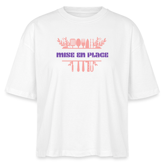 FINE MAFI Frauen Boxy Bio-T-Shirt Mise En Place Kitchen Tools - Weiß