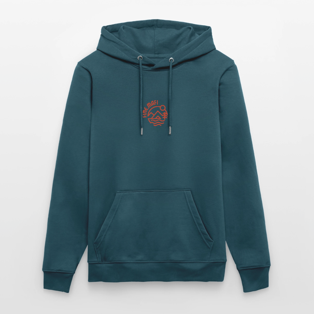Vanlife Unisex Bio-Hoodie Firepit - Dunkles Petrol