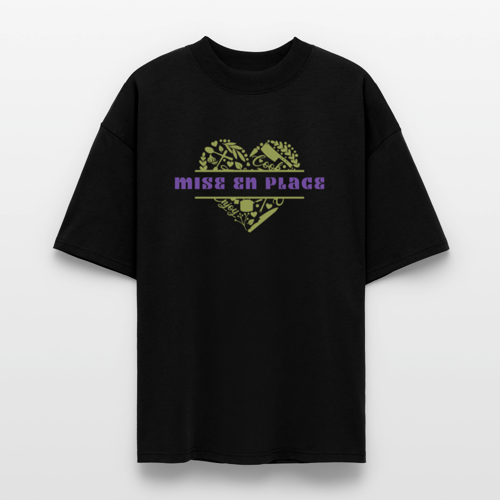 FINE MAFI Oversized Unisex Bio T-Shirt Mise En Place Heart - Schwarz