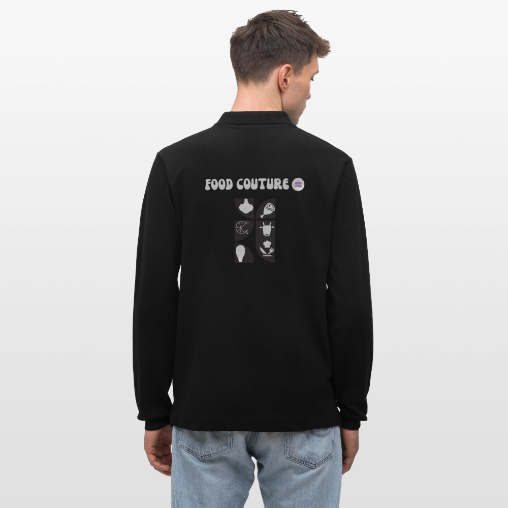 Food Couture Unisex Bio-Langarm-Poloshirt - Schwarz