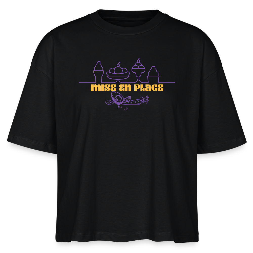 FINE MAFI Frauen Boxy Bio-T-Shirt Mise En Place Ice - Schwarz