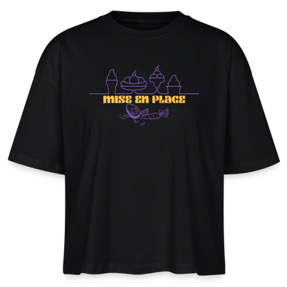 FINE MAFI Frauen Boxy Bio-T-Shirt Mise En Place Ice - Schwarz