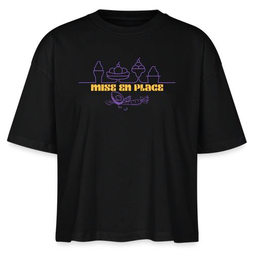 FINE MAFI Frauen Boxy Bio-T-Shirt Mise En Place Ice - Schwarz