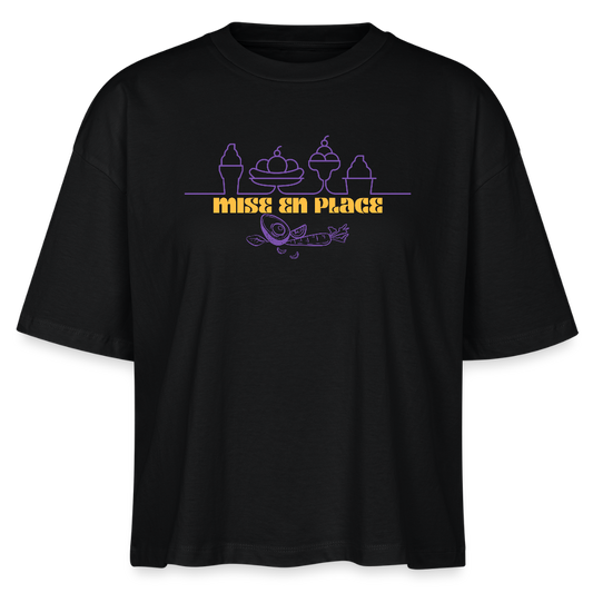 FINE MAFI Frauen Boxy Bio-T-Shirt Mise En Place Ice - Schwarz
