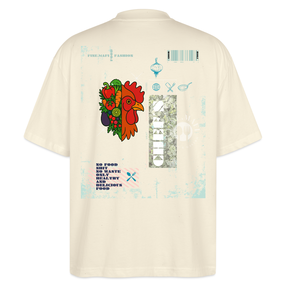 FINE.MAFI Oversized Unisex Bio T-Shirt Chicken - Weißgrau