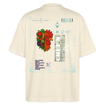 FINE.MAFI Oversized Unisex Bio T-Shirt Chicken - Weißgrau
