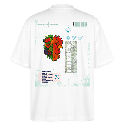FINE.MAFI Oversized Unisex Bio T-Shirt Chicken - Weiß