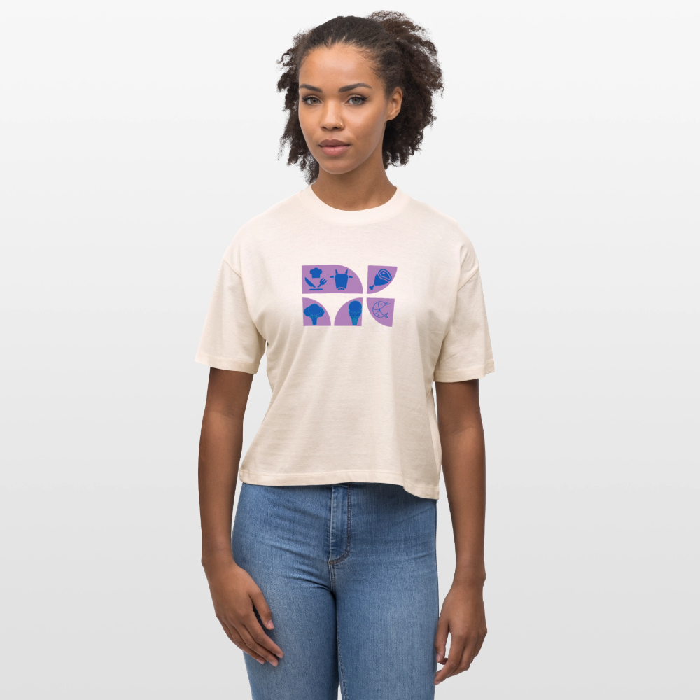 Food Couture Frauen Boxy Bio-T-Shirt - Weißgrau