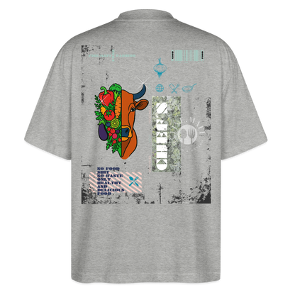 FINE.MAFI Oversized Unisex Bio T-Shirt Both Sides Cow - Grau meliert