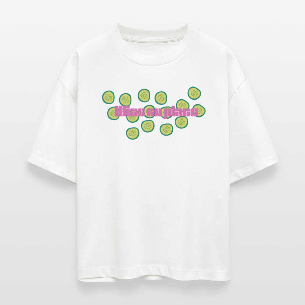 FINE MAFI Frauen Boxy Bio-T-Shirt Mise En Place Gurken - Weiß