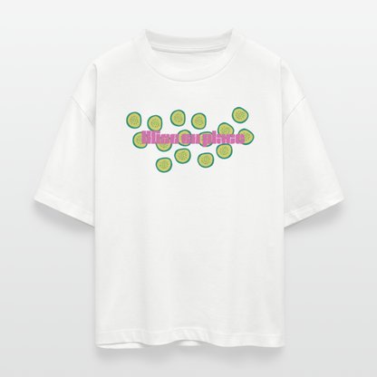 FINE MAFI Frauen Boxy Bio-T-Shirt Mise En Place Gurken - Weiß